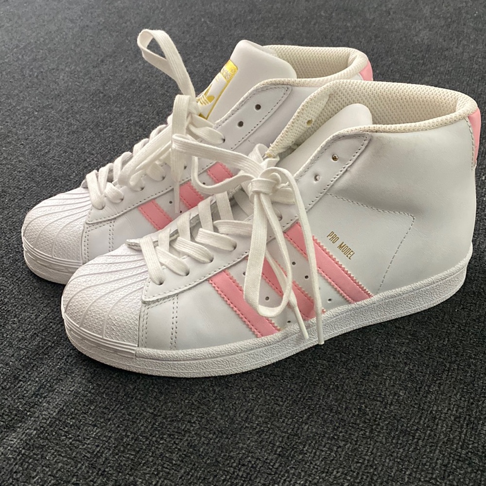 Adidas pro model pink and white
